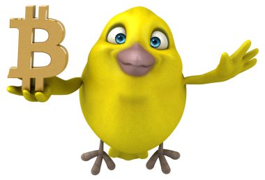 Bitcoin - 3d çizim ile eğlenceli çizgi film karakteri