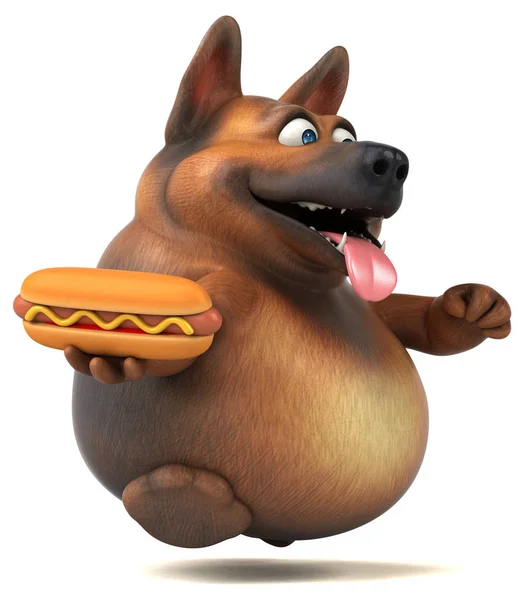 Divertente Personaggio Dei Cartoni Animati Con Hotdog Illustrazione — Foto Stock