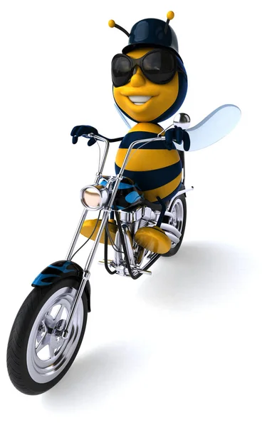 Spaß Cartoon Figur Auf Dem Motorrad Illustration — Stockfoto