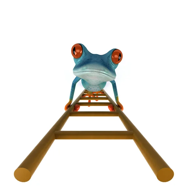 Eğlenceli Kurbağa Merdiven Çizim — Stok fotoğraf
