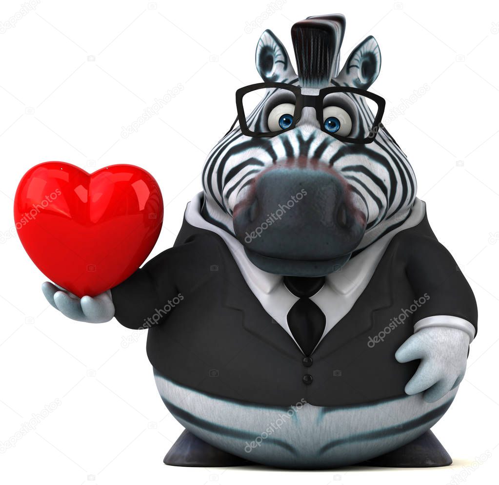 Fun cartoon character with heart  - 3D Illustration