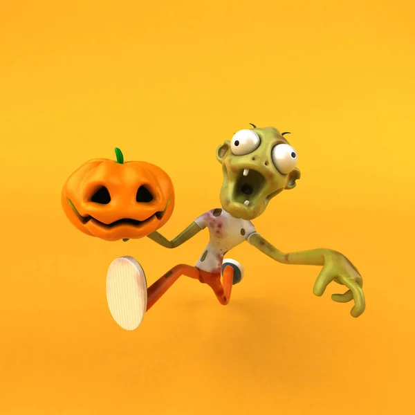 Zombie Amusant Avec Citrouille Illustration — Photo