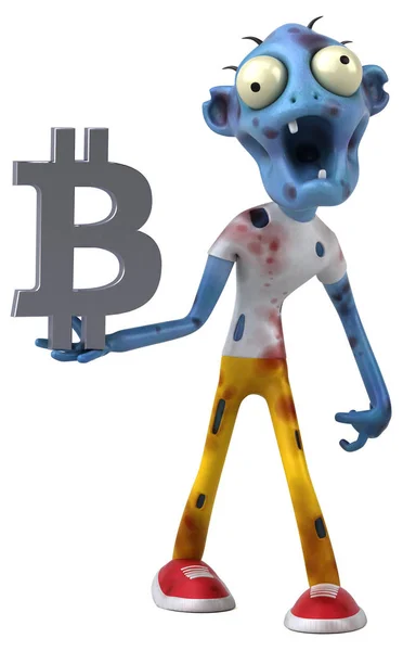 Divertido Personaje Dibujos Animados Con Bitcoin Ilustración —  Fotos de Stock