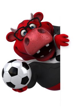 Eğlenceli çizgi film karakteri ile topu - 3d çizim