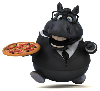 Pizza - 3d çizim ile eğlenceli çizgi film karakteri