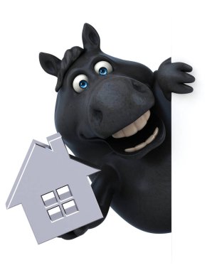 Eğlenceli çizgi film karakteri ile ev - 3d çizim