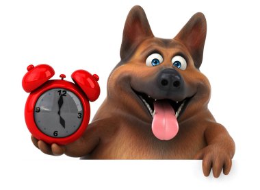 eğlenceli çizgi film karakteri ile çalar saat - 3d çizim