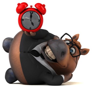 eğlenceli çizgi film karakteri ile çalar saat - 3d çizim