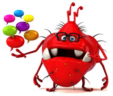 Eğlenceli çizgi film karakteri ile - 3d illüstrasyon kabarcıklar