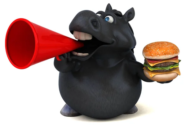 Rolig Tecknad Figur Med Hamburger Illustration — Stockfoto