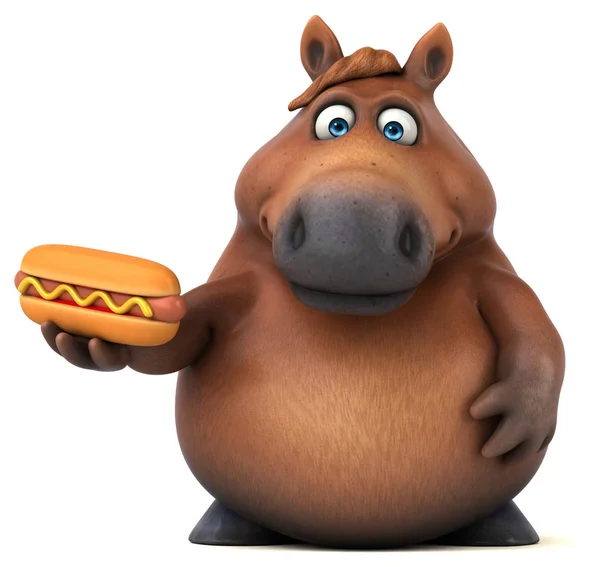 Hotdog Çizim Ile Eğlenceli Çizgi Film Karakteri — Stok fotoğraf