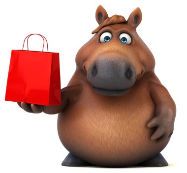 eğlenceli çizgi film karakteri - 3d çizim alışveriş