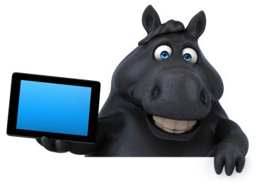 Eğlenceli çizgi film karakteri ile tablet - 3d çizim