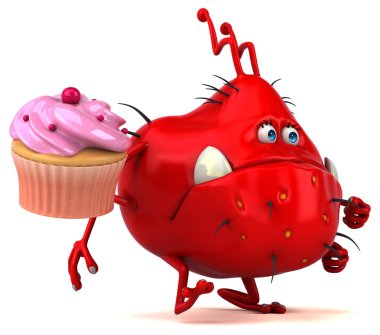 Cupcake - 3d çizim ile eğlenceli çizgi film karakteri