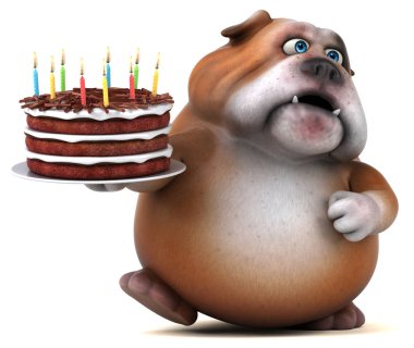 Eğlenceli çizgi film karakteri ile kek - 3d çizim