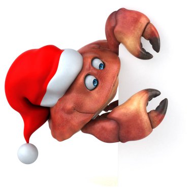 Eğlenceli yengeç Noel Baba - 3d çizim
