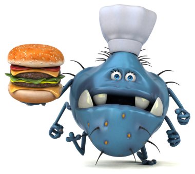 Hamburger - 3d çizim ile eğlenceli çizgi film karakteri