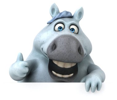Eğlenceli at karikatür karakter - 3d çizim
