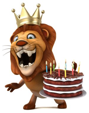 Eğlenceli çizgi film karakteri ile kek - 3d çizim