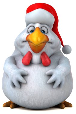 Eğlenceli tavuk Noel Baba - 3d çizim
