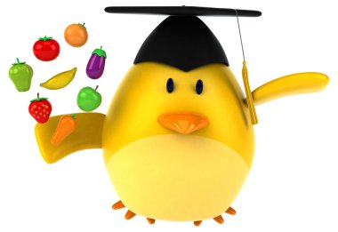 Meyve ve sebze - 3d çizim ile eğlenceli çizgi film karakteri