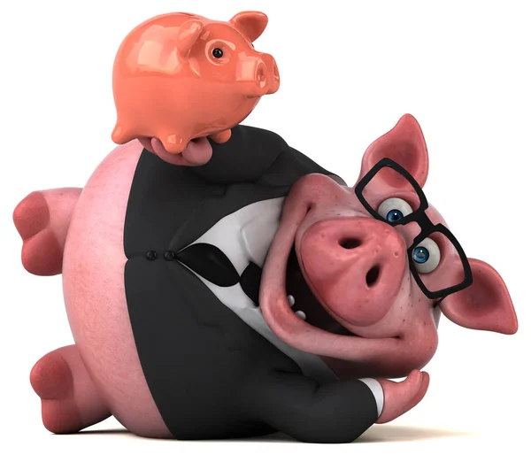 Spaß Cartoon Figur Mit Sparschwein Illustration — Stockfoto