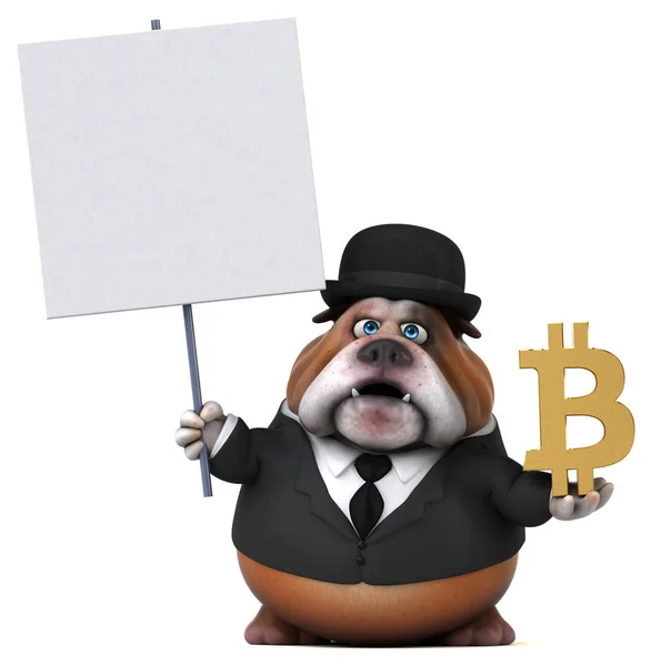 Postać Kreskówki Zabawa Bitcoin Ilustracja — Zdjęcie stockowe