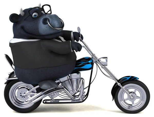 Spaß Cartoon Figur Auf Dem Motorrad Illustration — Stockfoto