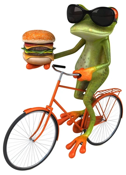 Leuk Personage Met Hamburger Illustratie — Stockfoto