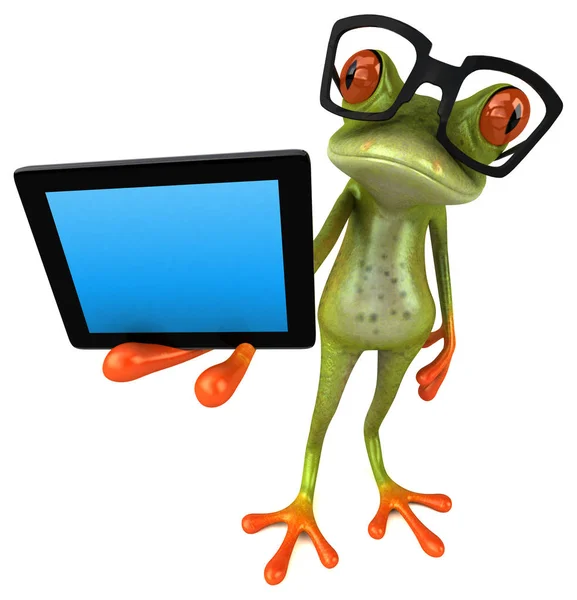 Spaß Cartoon Figur Mit Tablet Illustration — Stockfoto