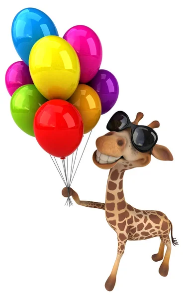 Spaß Cartoon Figur Mit Luftballons Illustration — Stockfoto