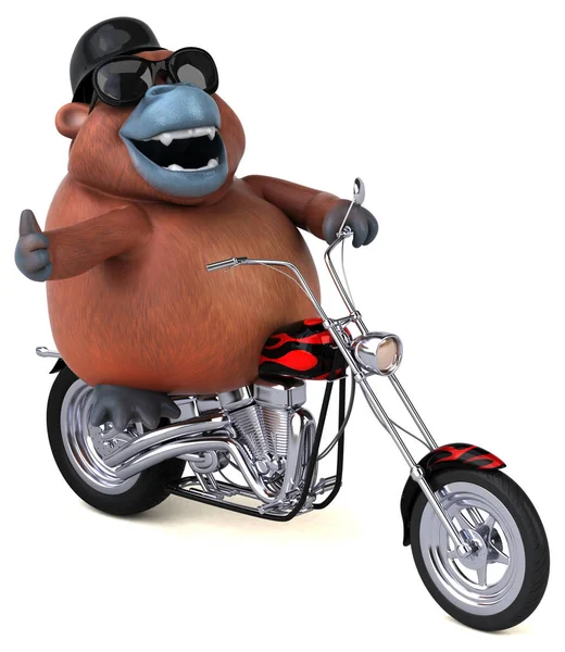 Spaß Cartoon Figur Auf Dem Motorrad Illustration — Stockfoto