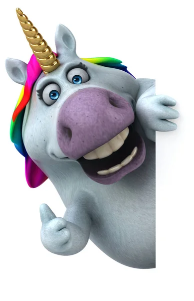 Fun unicorn  cartoon character - 3D Illustration