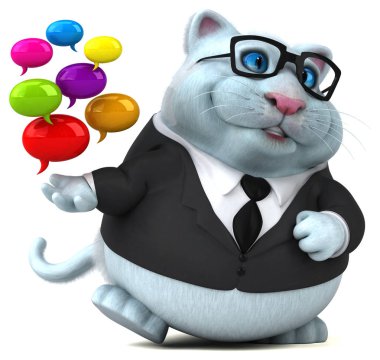 Eğlenceli çizgi film karakteri ile - 3d illüstrasyon kabarcıklar