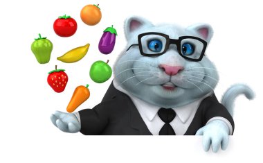 Meyve ve sebze - 3d çizim ile eğlenceli çizgi film karakteri