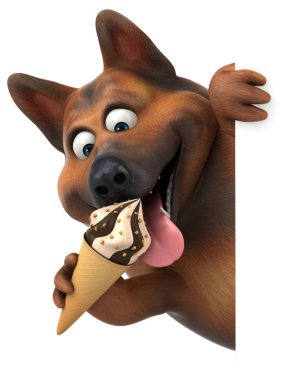 eğlenceli çizgi film karakteri dondurma - 3d çizim ile