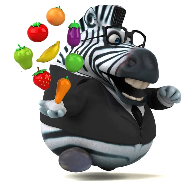 Leuk Personage Met Groenten Fruit Illustratie — Stockfoto
