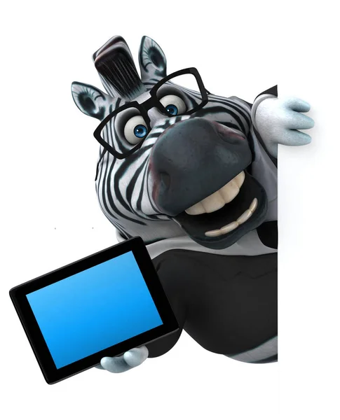 Spaß Cartoon Figur Mit Tablet Illustration — Stockfoto