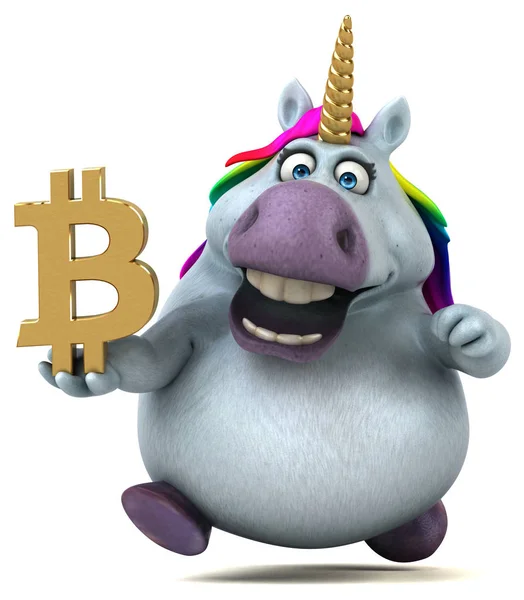 Grappige Cartoon Karakter Met Bitcoin Illustratie — Stockfoto