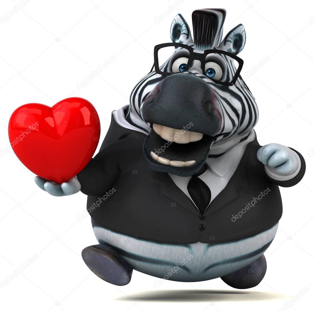 Fun cartoon character with heart    - 3D Illustration