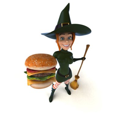 Hamburger - 3d çizim ile eğlenceli çizgi film karakteri