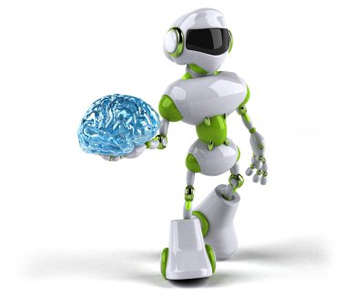 Eğlenceli çizgi film karakteri ile beyin - 3d çizim