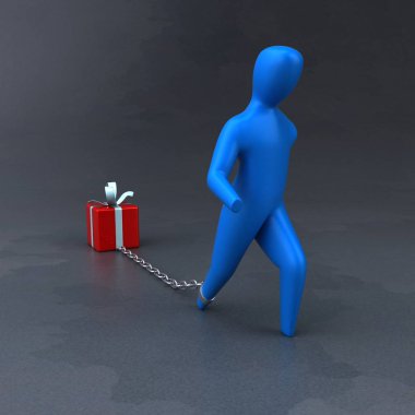  Çizgi film karakteri ile hediye - 3d çizim