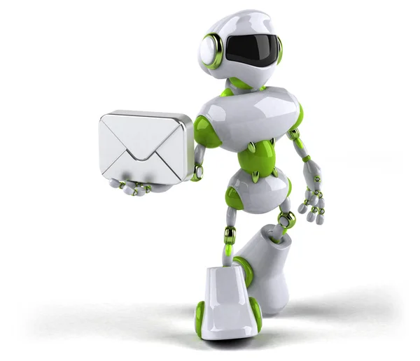 Groene Robot Met Envelop Illustratie — Stockfoto