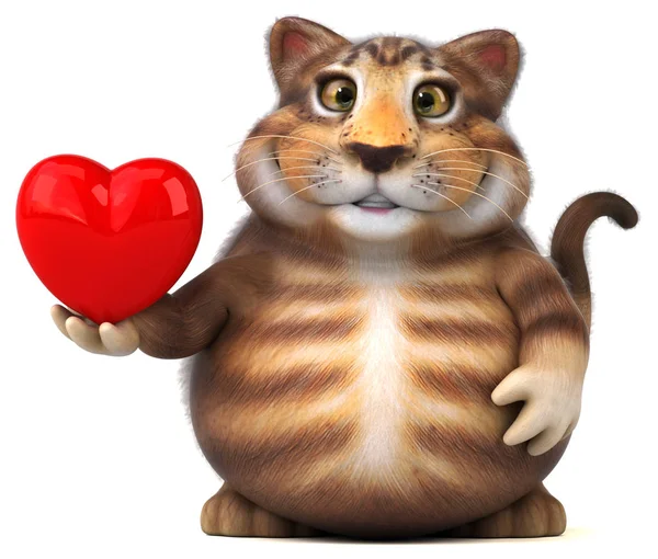 Eğlenceli Çizgi Film Karakteri Ile Kalp Çizim — Stok fotoğraf