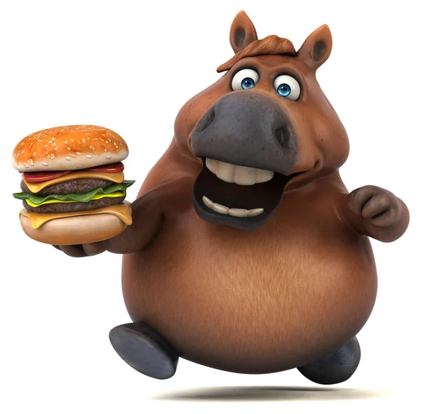 Hamburger Çizim Ile Eğlenceli Çizgi Film Karakteri — Stok fotoğraf