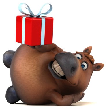 Eğlenceli çizgi film karakteri ile hediye - 3d çizim