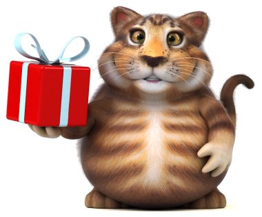 Eğlenceli çizgi film karakteri ile hediye - 3d çizim