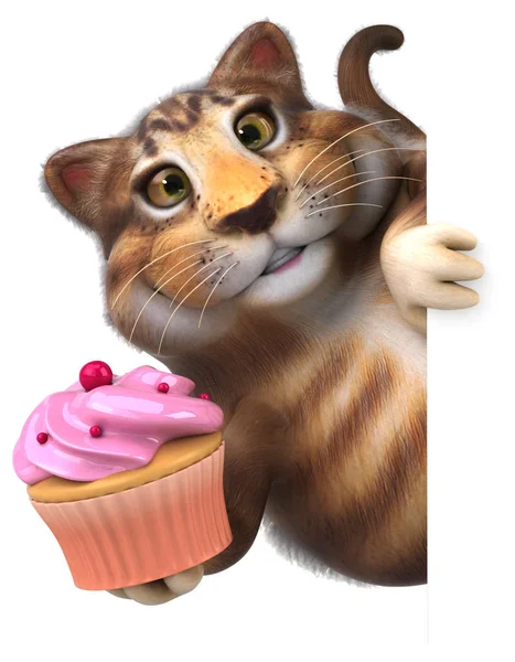 Leuk Personage Met Cupcake Illustratie — Stockfoto