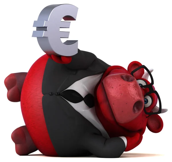 Personagem Desenho Animado Engraçado Com Euro Ilustração — Fotografia de Stock